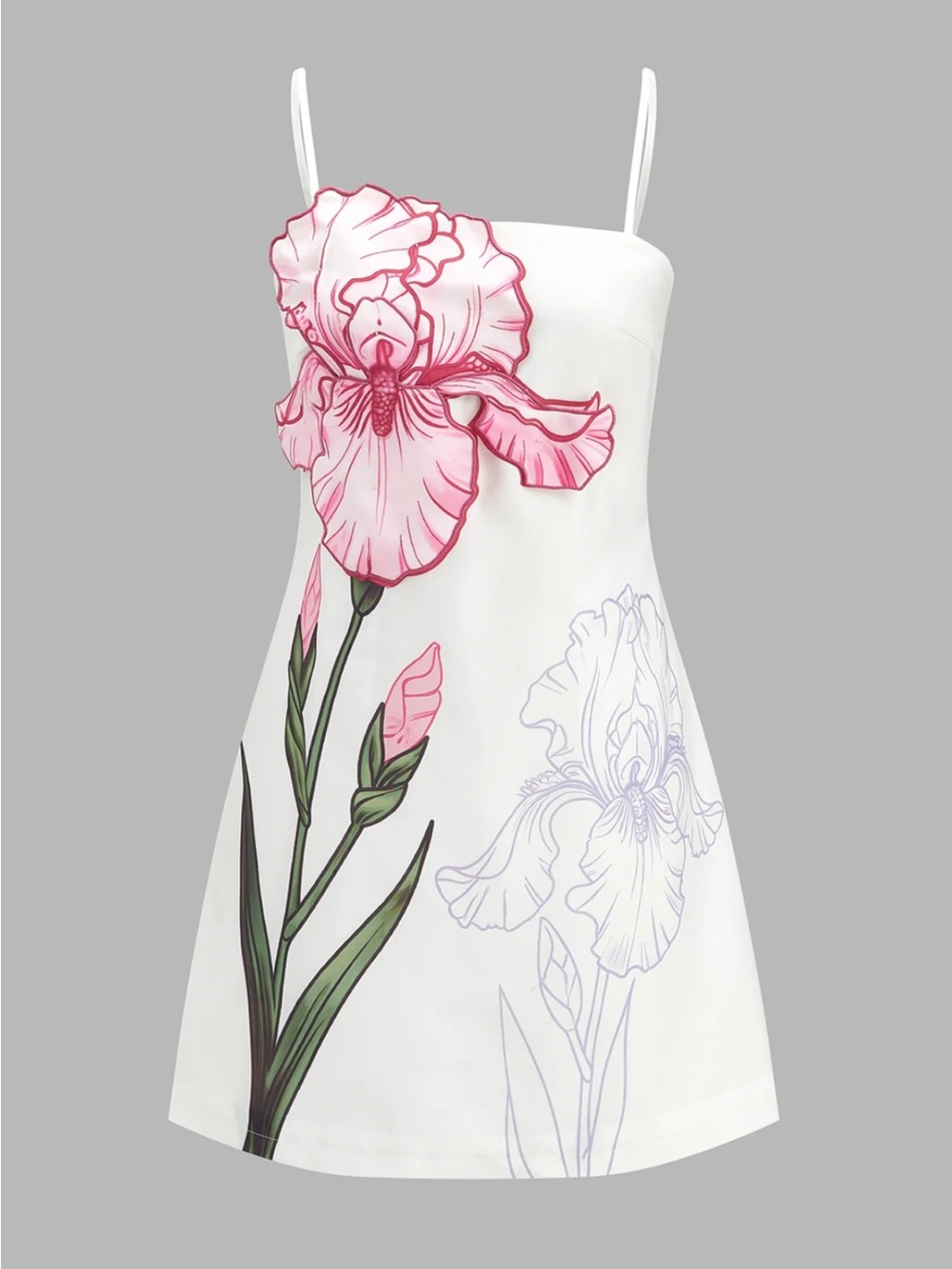 NWT Commense 3D Iris Appliqué Cami Mini Dress